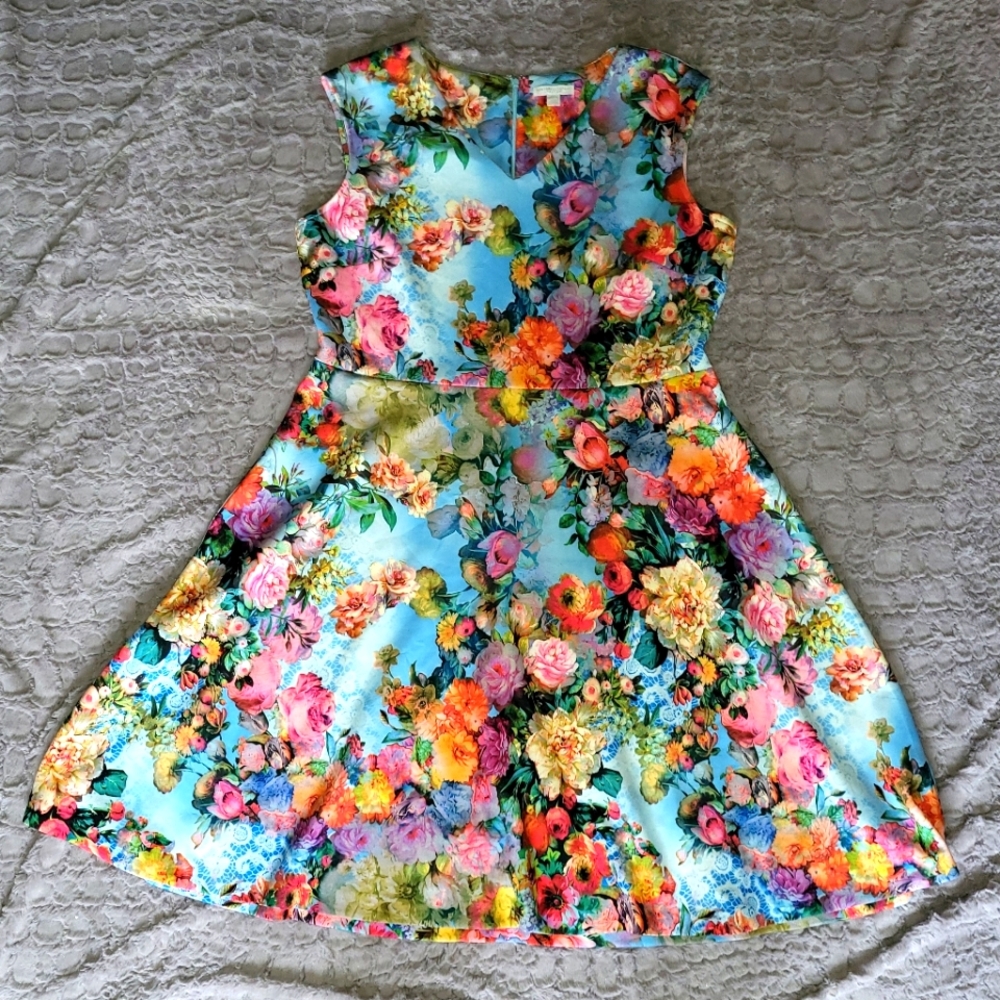 Ny & Co Sleeveless v-neck floral print dress